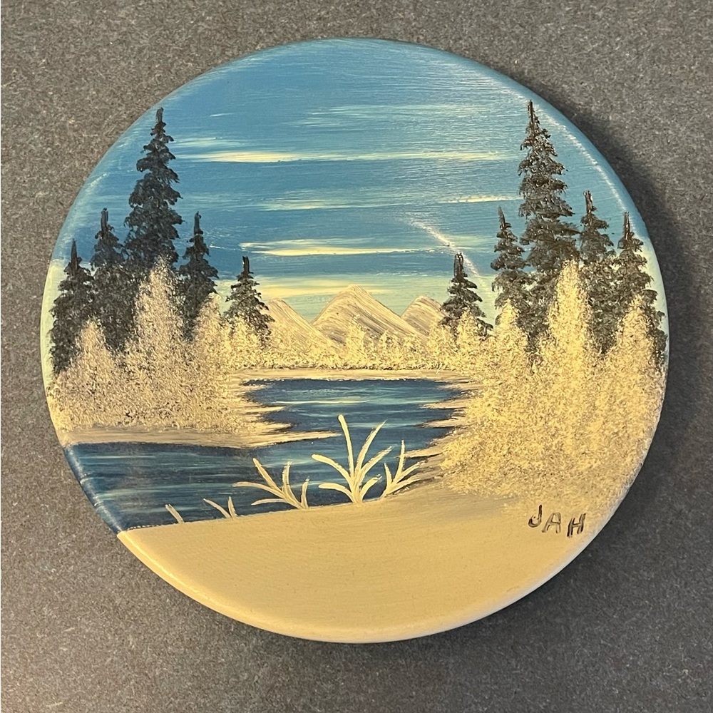 Hand painted in Alaska. Wall hanging decor. Painted on metal base.